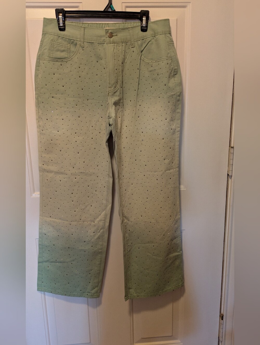 POL Green Ombre Rhinestone Pants